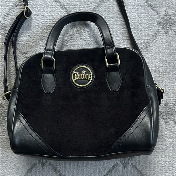 Juicy Couture Black Y2K Velvet Bowling Bag Purse with Gold Emblem RN 108833 - Picture 1 of 13